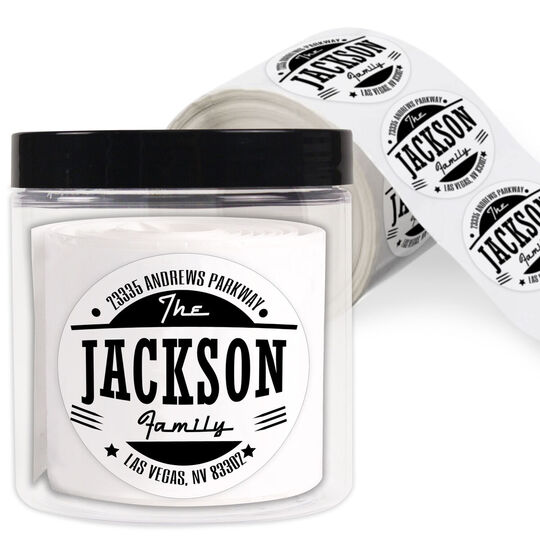 Jackson Round Address Labels in a Jar